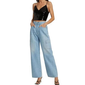 Frame Denim High Rise Baggy Pocket Cargo Jeans Light Blue Womens Size 24